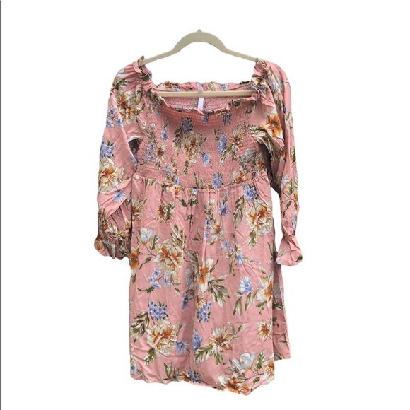 NWT XHILARATION FLORAL SMOCKED PEASANT SUNDRESS - Picture 1 of 3